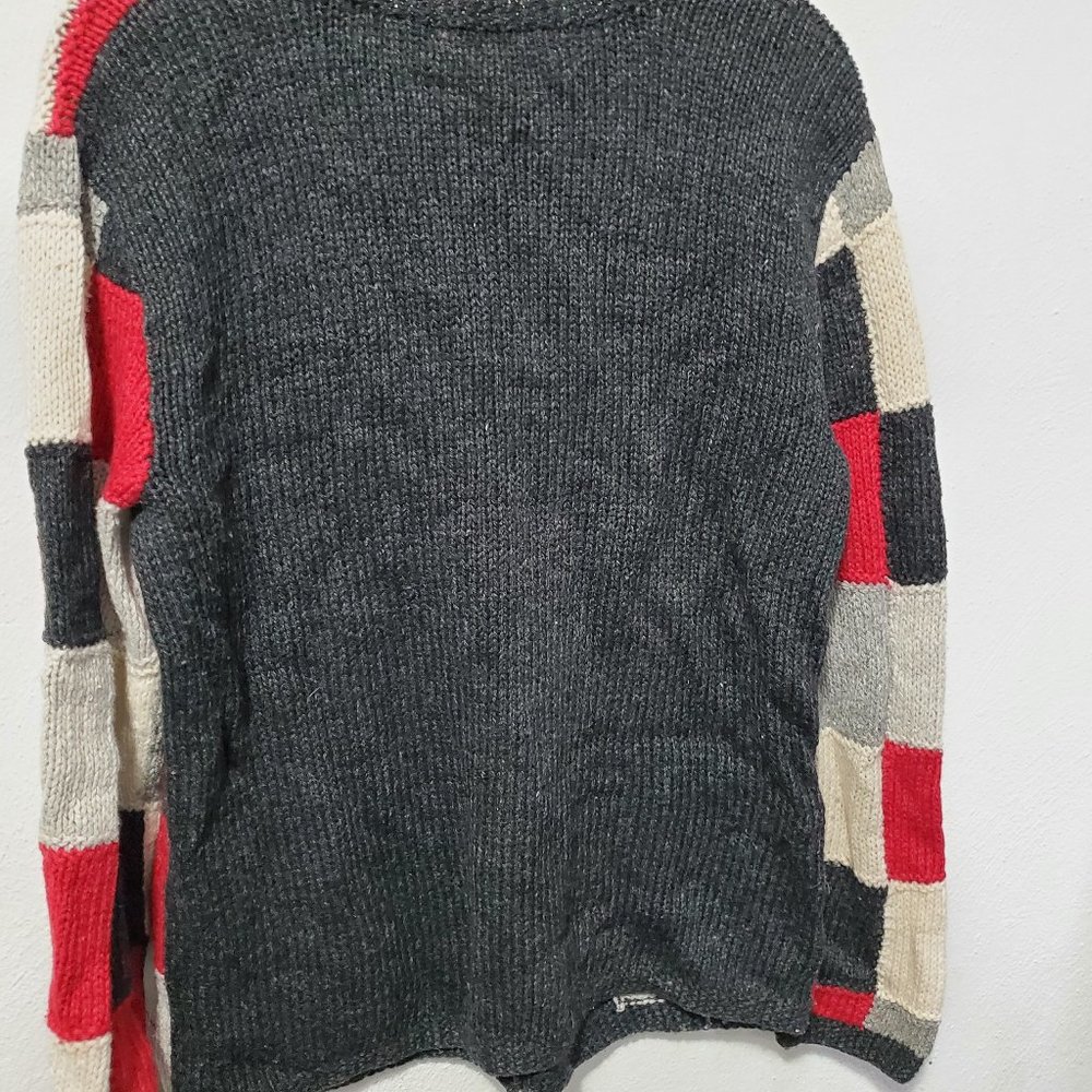 Thyme Patchwork Button Up Wool Snowflake Holiday … - image 3